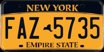 NY license plate FAZ5735