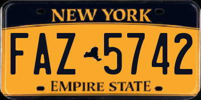 NY license plate FAZ5742