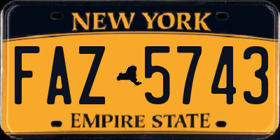 NY license plate FAZ5743
