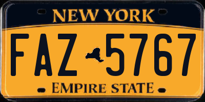 NY license plate FAZ5767