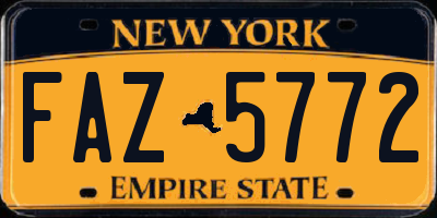 NY license plate FAZ5772
