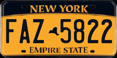 NY license plate FAZ5822