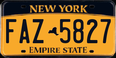 NY license plate FAZ5827