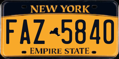 NY license plate FAZ5840
