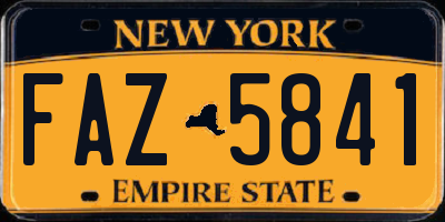 NY license plate FAZ5841