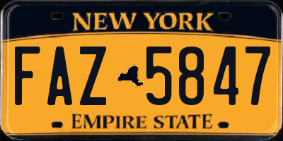 NY license plate FAZ5847
