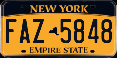NY license plate FAZ5848