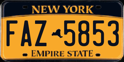 NY license plate FAZ5853