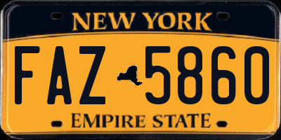 NY license plate FAZ5860