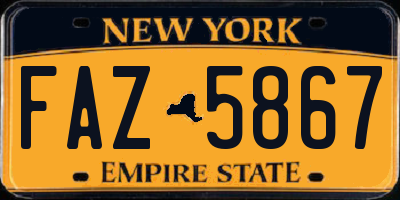 NY license plate FAZ5867