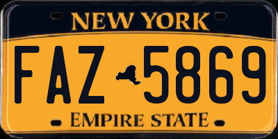 NY license plate FAZ5869