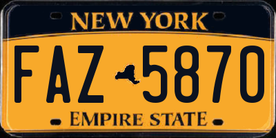NY license plate FAZ5870