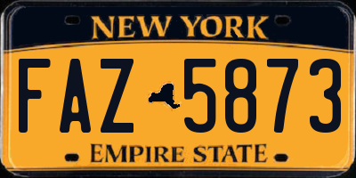 NY license plate FAZ5873