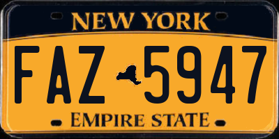 NY license plate FAZ5947