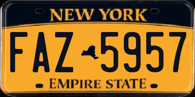 NY license plate FAZ5957
