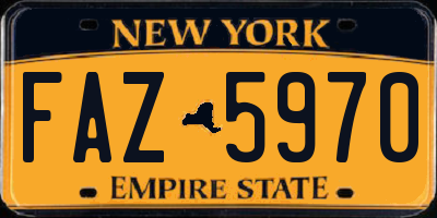 NY license plate FAZ5970