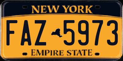 NY license plate FAZ5973