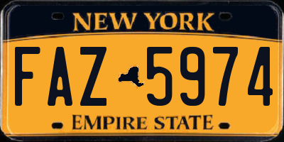 NY license plate FAZ5974