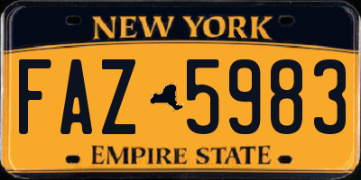 NY license plate FAZ5983