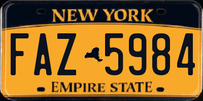 NY license plate FAZ5984