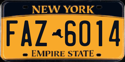 NY license plate FAZ6014