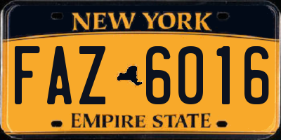 NY license plate FAZ6016