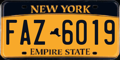 NY license plate FAZ6019