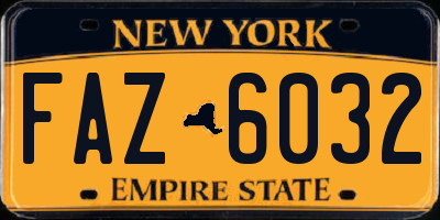 NY license plate FAZ6032