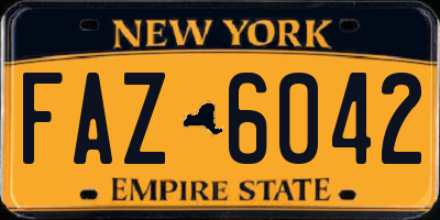 NY license plate FAZ6042