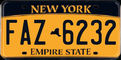 NY license plate FAZ6232
