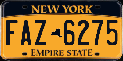 NY license plate FAZ6275