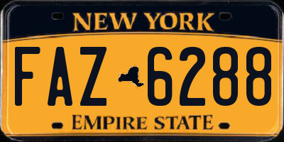 NY license plate FAZ6288
