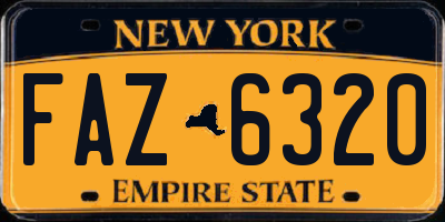 NY license plate FAZ6320