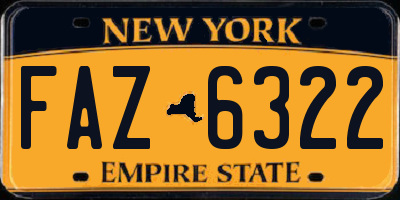NY license plate FAZ6322