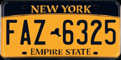 NY license plate FAZ6325