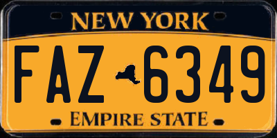 NY license plate FAZ6349