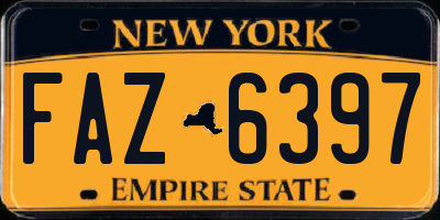 NY license plate FAZ6397