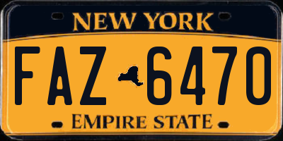 NY license plate FAZ6470