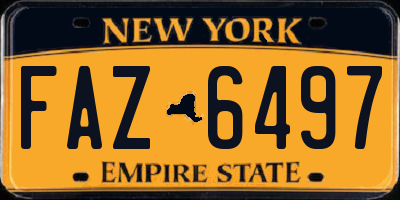 NY license plate FAZ6497