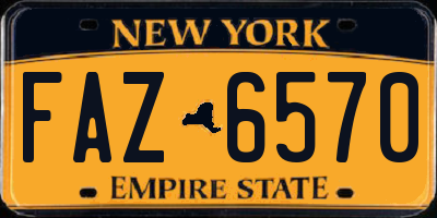 NY license plate FAZ6570