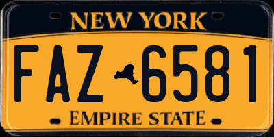 NY license plate FAZ6581