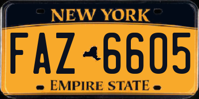 NY license plate FAZ6605