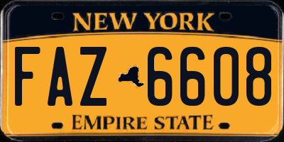 NY license plate FAZ6608