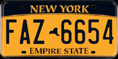 NY license plate FAZ6654