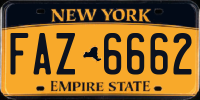 NY license plate FAZ6662