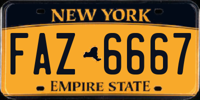NY license plate FAZ6667