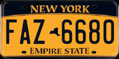 NY license plate FAZ6680