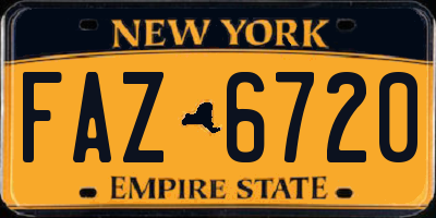 NY license plate FAZ6720