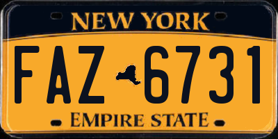 NY license plate FAZ6731