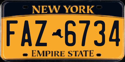 NY license plate FAZ6734